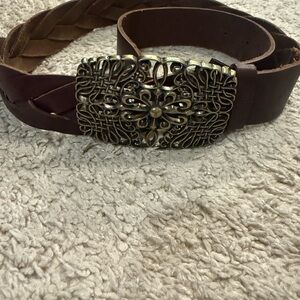 Guess Brown Leather Belt with Ornate Buckle